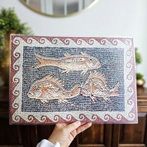 Mosaic Art Print Fish Design, Detail of the Dionysius Mosaic, Zippori Israel